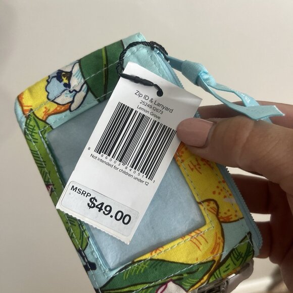 Vera Bradley Lanyard Walled ID Card Holder Lemon Grove NEW - Picture 4 of 4